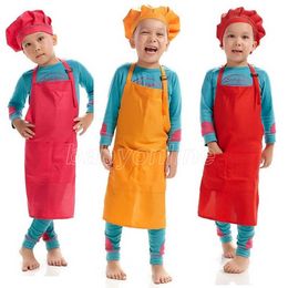 Afdrukbare aanpassen Logo kinderen chef schort set keuken tailles 12 kleuren kinderen schorten met chef -kokhoeden voor het schilderen van koken bakken fy3525 sxjun21