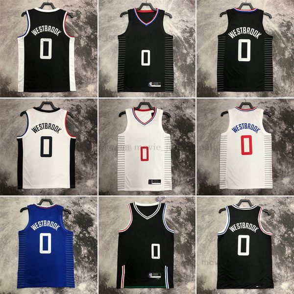 Impreso 2023 New Basketball Jersey 0 Russell Westbrook Nombre Número Visitante Alta calidad Transpirable Sport Sale Alta calidad