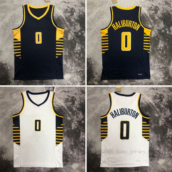 Imprimé 2023 New Basketball Jersey 0 Tyrese Haliburton Nom Numéro Extérieur Haute Qualité Respirant Sport Vente Haute Qualité Homme