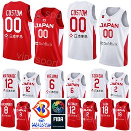 Bedrukt WK basketbal 2023 Japan 91 Hirotaka YOSHII Jersey 71 Soichiro INOUE 45 Kai TOEWS 17 Yutaroh SUDA 6 Makoto HIEJIMA 2 Yuki TOGASHI Nationaal teamshirt