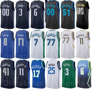 Imprimé 75e anniversaire Basketball Dirk Nowitzki Jersey 41 Luka Doncic 77 Jalen Brunson 13 Kristaps Porzingis 6 Tim Hardaway Jr 11 JJ Redick 17 Team Man Woman Youth