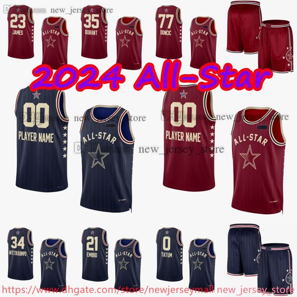 34 Giannis Antetokounmpo Jersey 2024 Maillots de basket-ball imprimés All-Star Jaylen Brown Kristaps Porzingis Bam Adebayo Donovan Mitchell Tyrese Maxey Jalen Brunson