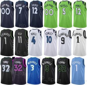 Gedrukte associatie Classic Basketball Anthony Edwards Jersey 1 Rudy Gobert 27 Jaden McDaniels 3 Naz Reid 11 Bryn Forbes 10 Taurean Prince 12 Mike Conley 10 Men Women