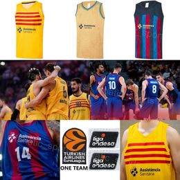 Bedrukt Barca Lassa basketbalshirt Baloncesto Liga A 9 Ricky Rubio 11 Juan Carlos Navarro 33 Marc Gasol 16 Pau Gasol 19 Leandro Barbosa Blauw Geel Euroleague Team