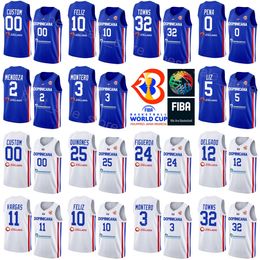 Gedrukt basketbal Dominicaanse Republiek Jersey Nationaal team 12 Angel Delgado 24 L.J. Figueroa 25 Lester Quinones 11 Eloy Vargas 2 Rigoberto Mendoza Wereldbeker 2023