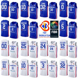 Maillot de basket imprimé République Dominicaine Équipe nationale 12 Angel Delgado 24 L.J. Figueroa 25 Lester Quinones 11 Eloy Vargas 2 Rigoberto Mendoza Coupe du monde 2023