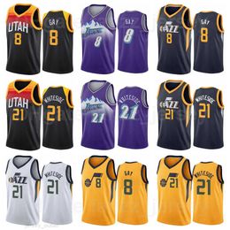 Gedrukt Basketbal Hassan Whiteside Jersey 21 Rudy Gay 8 Jozua Christopher Santi Aldama Zwart Paars Navy Blauw Groen Wit Team Ademend Sport Mannen Vrouw Jongeren