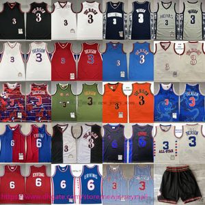 Clásico retro MitchellNess 1997-98 Baloncesto 3 Allen Iverson Jersey Vintage cosido 6 Julius Erving Jerseys Throwback Camisas deportivas transpirables
