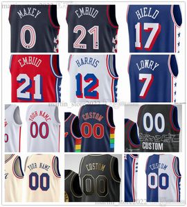 Bedrukte basketbalshirts Joel 21 Embiid Tyrese 0 Maxey Kelly 9 Oubre Jr. Cameron 22 Payne Tobias 12 Harris Buddy 17 Hield Kyle 7 Lowry Paul 44 Reed De'Anthony 8 Melton