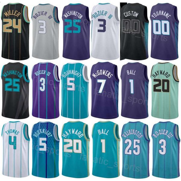 Imprimé Basketball Homme Femmes Bryce McGowens Jerseys 7 Frank Ntilikina 44 Miles Bridges 0 Nick Smith Jr 8 Nick Richards 4 LaMelo Ball 1 City Shirt pour les fans de sport Vente