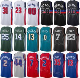 Basketball imprimé homme femme Marcus Sasser Jersey 25 Kevin Knox II 24 Bojan Bogdanovic 44 Alec Burks 14 Ausar Thompson 9 Joe Harris 31 City Shirt classique respirant