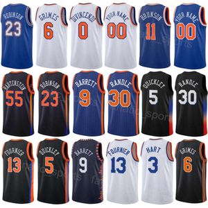 Basketball imprimé Homme Femme Miles McBride Jerseys 2 Evan Fournier 13 Donte DiVincenzo 0 Josh Hart 3 Jericho Sims 45 Isaiah Hartenstein 55 City Shirt Bleu Blanc Noir