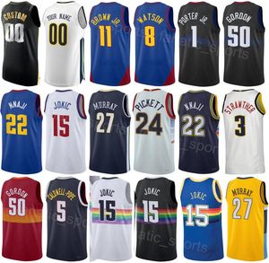 Basketball imprimé homme femme Zeke Nnaji Jersey 22 Reggie Jackson 7 Peyton Watson 8 Christian Braun 0 Justin Holiday 9 Julian Strawther 3 City Shirt respirant haut