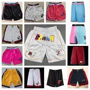 Pantalones cortos de baloncesto estampados 2023 Nueva temporada Todo el equipo Ciudad Jimmy Bam Butler Adebayo Kyle Duncan Lowry Robinson Performance Black Short