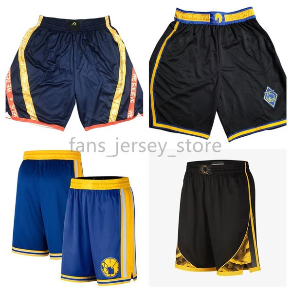 Pantalón corto de baloncesto estampado Curry Team Pantalón corto Trillest 2022-23 City Bolsillo con cremallera Negro Rosa Negro Blanco Azul285v