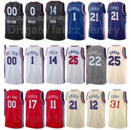 Gedrukt Basketbal Georges Niang Jersey 20 Jesaja Joe 7 Furkan Korkmaz Matisse Thybulle 22 30 Shake Milton 18 Paul Millsap 8 Blauw Wit Zwart Beige Mannen Kinderen Vrouwen