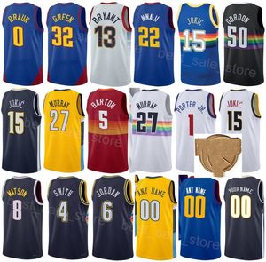 Basketball imprimé Maillot Vlatko Cancar 31 Reggie Jackson 7 Jeff Green 32 Christian Braun 0 Zeke Nnaji 22 Ish Smith 14 Peyton Watson 8 Shirt 2023 Finales Femmes Hommes Enfants