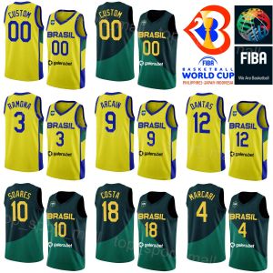 Impreso Brasils Jersey de baloncesto 2023 Copa del Mundo 2 Yago Santos 14 Leonardo Meindl 32 Georginho de Paula 50 Bruno Caboclo 10 Tim Soares Venta en línea
