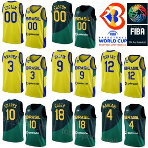 Bedrukt Brazilië basketbalshirt WK 2023 2 Yago SANTOS 14 Leonardo MEINDL 32 Georginho DE PAULA 50 BRUNO CABOCLO 10 TIM SOARES online verkoop