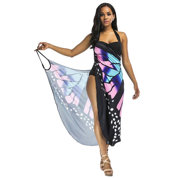 Imprimé Casual Robes Cover Up Wrap Slip Beach 2019 Robe Tunique D'été Femmes Tuniques Sarong Beach Wear caftan