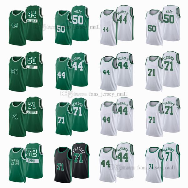 Maillots de basket-ball imprimés de la ville Dennis 71 Schroder Al-Farouq 72 Aminu Robert 44 Williams III C.J. Maillot 50 Miles Couleur blanc Vert Noir