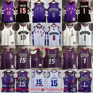 Imprimé classique rétro 1998-99 Basketball 15 Vince Carter Jersey Violet Blanc 6 Know Tracy Yourself McGrady Jerseys Blanc Bleu Noir 2003 All-Star Chemise respirante