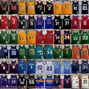 Impreso Classic Retro Basketball Bryant Jersey Erving Pierce Hill Francis Olajuwon Johnson Westbrook Webber Bibby Williams Duncan West Stockton Malone Drexler