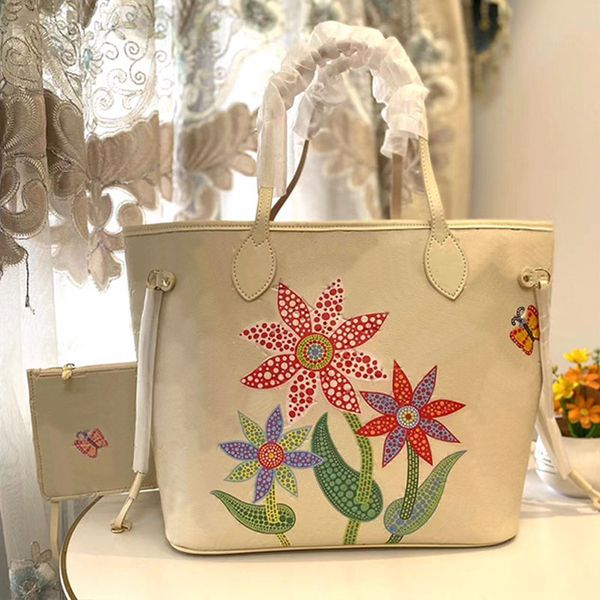 Bolso de compras clásico impreso Bolsos de mano Lage Bolso de mujer Cuero de vaca Patrón de estampado de flores de cuero genuino Carta de moda Bolso de hombro de dama de alta calidad