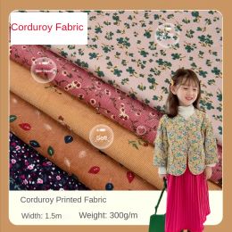 Gedrukte corduroy -stof per meter voor het naaien van babyjurken Doll jas shirts broeken micro -elastische doek fijne textuur zacht comfortabel comfortabel