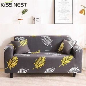 Gedrukte hoek Sofa Cover Elastische Woonkamer Chaise Lounge 1 2 3 4-zits Verstelbare beschermende bank met rustarm 211116