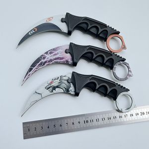 Couteau CSGO Karambit imprimé avec gaine, lame incurvée, couteau de survie de chasse, Camping, outil de plein air tactique EDC