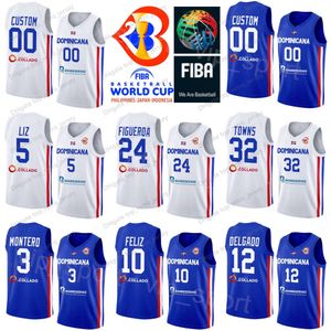 Gedrukte Dominicaanse Republiek 2023 Wereldbeker basketbal 24 LJ Figueroa Jerseys 25 Lester Quinones 11 Eloy Vargas 2 Rigoberto Mendoza 12 Angel Delgado 0 Antonio Pena