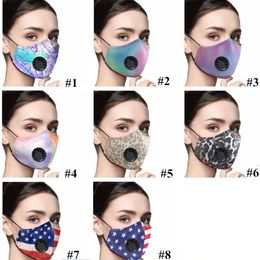 Gedrukt Gezichtsmasker Anti Fog Dust Earloop Ademhalingsklep Verstelbare Herbruikbare Maskers Zachte Ademend Beschermende Maskers Mond Cover ZcGy221