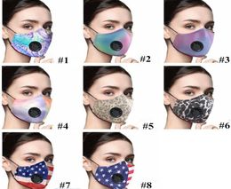 Masque facial imprimé Anti-buée poussière contour d'oreille valve respiratoire masques réutilisables réglables masques de protection respirants doux couverture buccale ZCG3229907