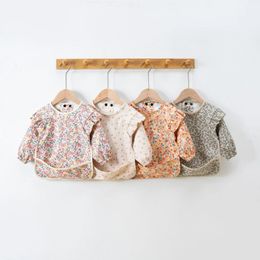 Bavoirs pour bébés imprimés de fleurs, chiffons de rot pour tout-petits, tablier imperméable à manches longues pour enfants, peinture, bavoir d'alimentation pour bébés, 231229