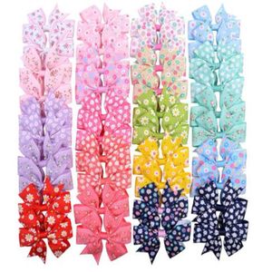 Reverencias de cabello de flores estampadas con clip para niñas Grosgrain Boutique Boutique Beinques Barrettes Accesorios para el cabello