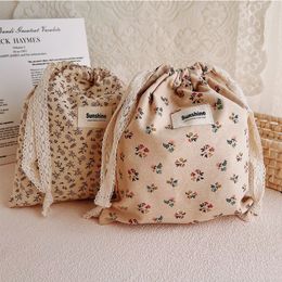 Gedrukte bloem mama tas baby luiertas katoen luier touwtje pocket pocket kinderwagen draagpakket reizen buitenluiers opbergtas