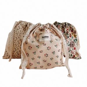 Gedrukte fr mama -tas Drawring Bags Cott Nappy String Pocket Stroller Carry Pack Travel Outdoor Diaper Storage Bag W3LN#