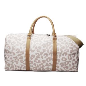 Bolso de lona con estampado de leopardo gris, bolso de piel de vaca con diseño personalizado de gran capacidad, bolsos de mano para el fin de semana durante la noche, DOMIL106-1065