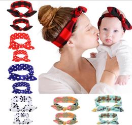 Couvre-chef imprimé mère enfant ensemble accessoires de cheveux parent-enfant oreilles de lapin bandeau bébé bandeau chapeaux maman et fils costume5282661