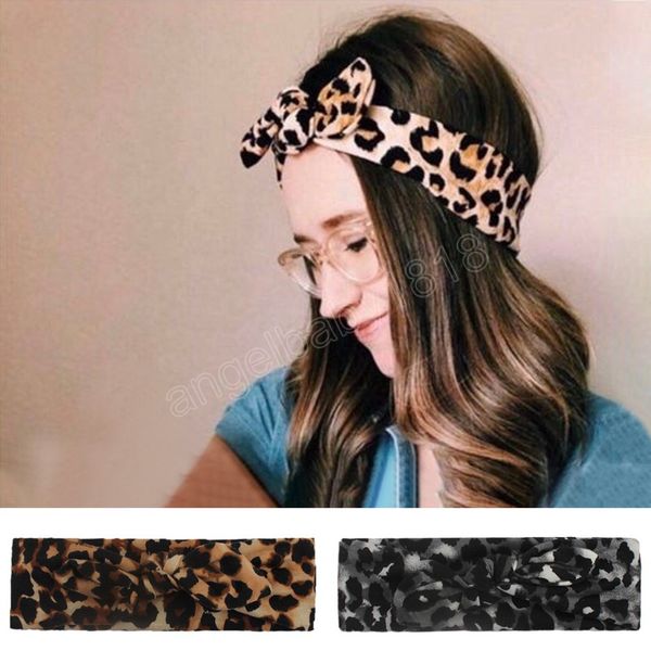 Imprimé léopard femmes élastique arc bandeau noeud adulte lapin oreille bandes de cheveux mode chapeaux cheveux accessoires