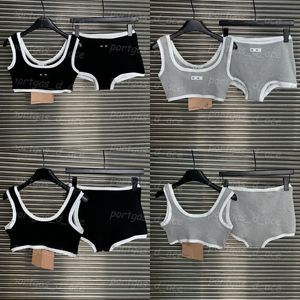 Designer de luxe Femmes Soutien-gorge Briefs Set Contraste Couleur Sous-vêtements sans fil Sexy Sporty Yoga Gym Cropped Singlet Débardeurs Ensembles de lingerie