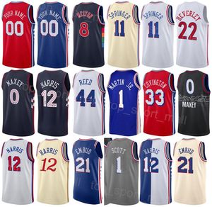 Imprimé Homme Youth City Basketball Paul Reed Jersey 44 Kelly Oubre Jr 9 Danny Green 14 Robert Covington 33 Nicolas Batum 40 Kenyon Martin Jr 1 Icon Noir Blanc Bleu Rouge