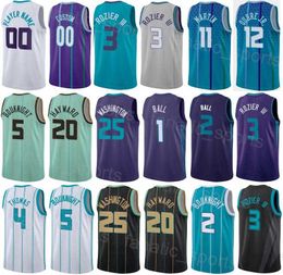 Bedrukt Heren Kinderen Dames Basketbal Terry Rozier III Jersey 3 LaMelo Ball 1 Kelly Oubre Jr 12 Theo Maledon 9 Reggie Jackson 1 Gordon Hayward 20 Earned Custom Name Number