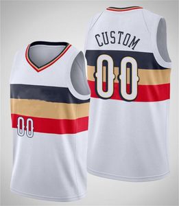 Imprimé New Orleans Custom DIY Design Maillots de basket-ball Personnalisation Uniformes d'équipe Imprimer Personnalisé n'importe quel nom Numéro Hommes Femmes Enfants Jeunesse Blanc Jersey