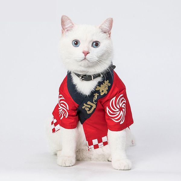 Imprimé animaux de compagnie t-shirt Kimono Style japonais hauts pour animaux de compagnie vêtements pour chiens en plein air Teddy chat chiens vêtements