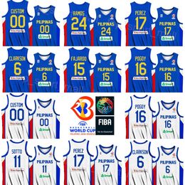 Imprimé Philippines Basketball 8 SCOTTIE THOMPSON Maillots Coupe du monde 2023 11 KAI ZACHARY SOTTO 23 RHENZ ABANDO 4 Kiefer RAVENA 17 Jaymar