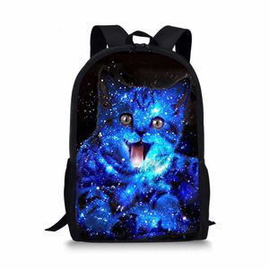 Mochila infantil con estampado de gato de cielo estrellado, mochila diaria para niños con caballo de fantasía, mochila divertida para estudiantes de primaria 231008