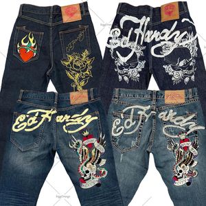 Jeans de rue imprimés pour hommes Y2K Hip-hop High-Waist Retro Retro Loose Wide-leg Pantalon Denim Pantalons européens et américains 240429