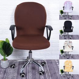 Chaise d'ordinateur de bureau étirement imprimé couvre-chaise élastique à l'épreuve de la poussière Protecteur de fauteuil de fauteuil rotatif
